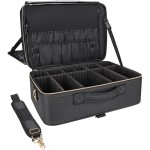 Relavel Extra Large Makeup Case Travel Makeup Bag Professional Leather Artist Bag Portable Cosmetic Brush Holder Organizer Nail Organizer Box with Adjustable Dividers