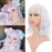VCKOVCKO Natural Wavy Wig With Air Bangs Short Bob Piano Color Wigs Women\'s Shoulder Length Curly Wavy Synthetic Cosplay Pastel Bob Wig for Girl(12,Pink & Sky Blue Mixed)