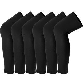 Skylety Leg Sleeves Compression Long Knee Sleeve UV Preserve for Men Women Sport Basketball Football (Black,6 Pieces)
