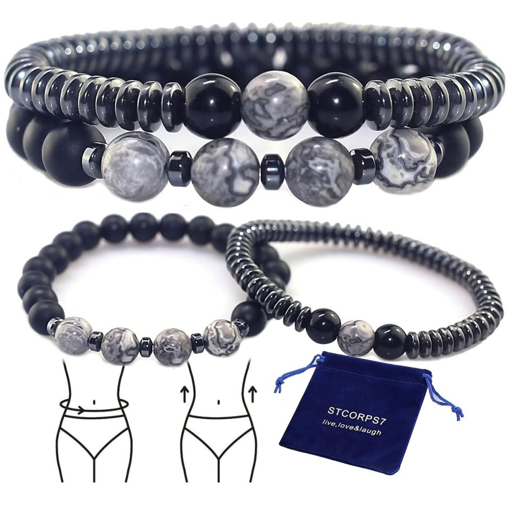 STCORPS7 Magnetic Healing Bracelet Arthritis, Energy Healthy Jewelry Magnetic Therapy Sleep,Hematite Bracelet for Men Women, Crystal Jewelry Healing Bracelets Bring Luck and Prosperity Happiness