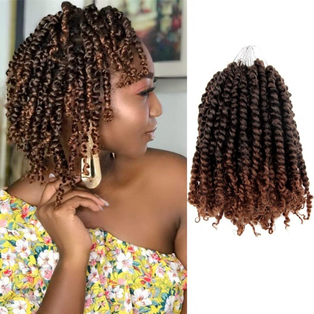 BOHOBABE Crochet Passion Twist Hair Pretwisted 10 Inch Short Pre-looped Passion Twist Crochet Braiding Hair 8 Packs (T30)