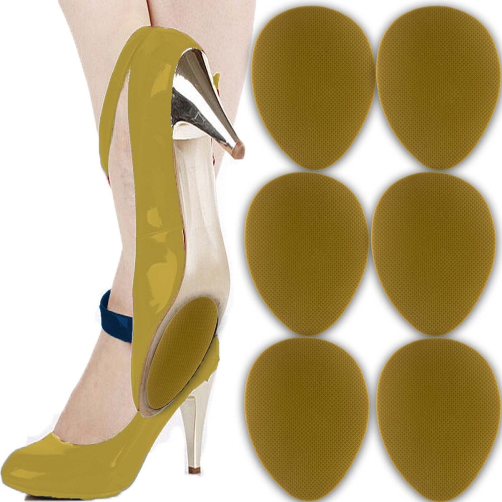 Non Slip Shoes Pads Self-Adhesive Shoe Grips Rubber Anti-Slip Shoe Grips Sole Stick Protector (Yellow-3Pairs)