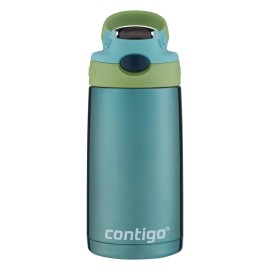 Contigo Kids Stainless Steel Water Bottle with Redesigned AUTOSPOUT Straw, 13oz, Green and Blue, Easy Clean, BPA Free