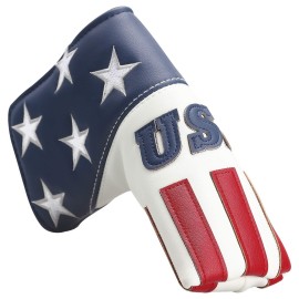 Craftsman Golf USA US Flag Stars Leather Golf Blade Head Cover Putter Headcover Magnetic Closure for Scotty Cameron Odyssey
