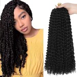 Ubeleco Short Passion Twist Hair 14 Inch 154 Strands Water Wave Crochet Hair 7 Packs Passion Twist Crochet Hair for Black Women Spring Twists Curly Braiding Hair Extensions (14 Inch,1B)