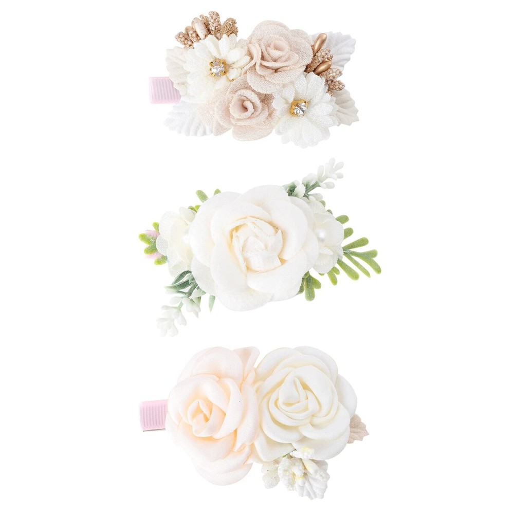 Flower Hair Clips Set-Cherrboll 3pcs Floral Hair Bow Accessories for Baby Girl Toddles Teen Gifts