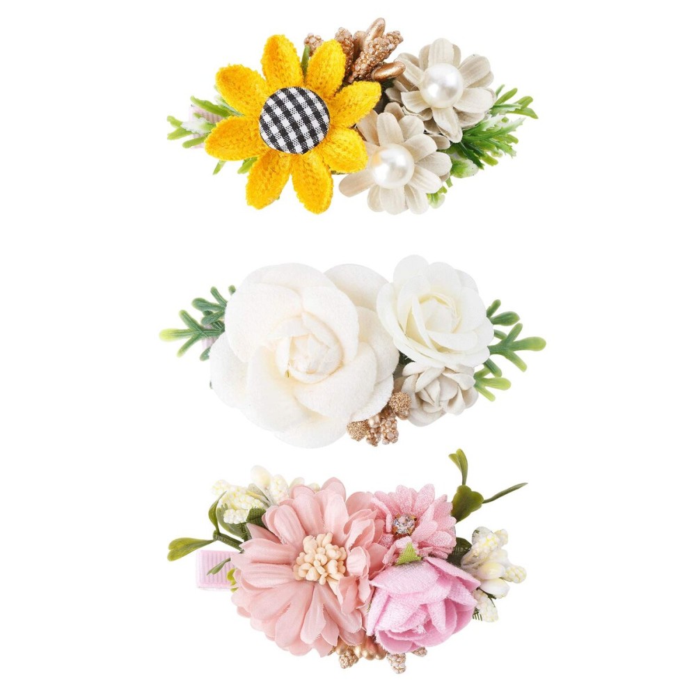 Flower Hair Clips Set-Cherrboll 3pcs Floral Hair Bow Accessories for Baby Girl Toddles Teen Gifts