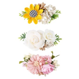 Flower Hair Clips Set-Cherrboll 3pcs Floral Hair Bow Accessories for Baby Girl Toddles Teen Gifts