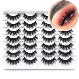 Losha Eyelashes Natural Look Faux Mink Lashes Pack Handmade Fluffy False Eyelashes 14 Pairs Eye Lashes (815)