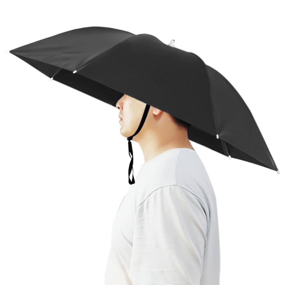 Bocampty Umbrella Hat, 37 inch Fishing Hat Hands Free Foldable UV Protection Umbrella Cap Adjustable Headwear for Fishing Golf Beach Gardening Sunshade Outdoor