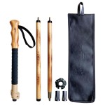FOREST PILOT Trekking Pole- 1-pc Pack - Adjustable Hiking or Walking Stick -Strong, Natural Beech Wood - Quick Adjust Flip-Lock - Beech Wood Grip, Leather Strap (Black)