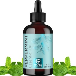 Peppermint Essential Oil for Diffuser Aromatherapy - 100% Pure Peppermint Oil for Hair Skin and Nails Plus Undiluted Refreshing Aromatherapy Essential Oil for Diffusers Baths and Topical Uses 4oz