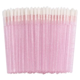100 Pieces Lipstick Wands Disposable Lip Gloss Cosmetic Applicator Ctystal Lip Wands Bulk- Pink
