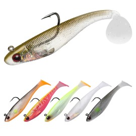 TRUSCEND Fishing Lures for Bass Trout Jighead Lures Paddle Tail Swimbaits Soft Fishing Baits Freshwater Saltwater Jigging Bass Bait Gear Gifts for Men