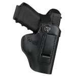 IWB Leather Holster with Retention Strap Compatible with Glock 19 43 43X Ruger LC9S Taurus G3X/G2C/G3C/G3/G2 P365/P320/P220 Springfield Hellcat S&W M&P Shield and Similar Sized Guns