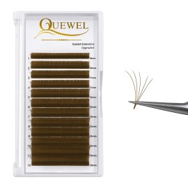 QUEWEL Colored Lash Extensions Easy Fan Volume Lashes Brown Lash Extensions 0.07 C Curl 9-16mm Mixed Tray 3D 5D-20D Rapid Blooming Flower Self Fanning Mega Volume Eyelash Extension(Brown .07 C 9-16mm)