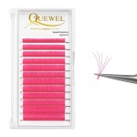QUEWEL Colored Lashes Extensions .07 D Curl Easy Fan Volume Lashes Pink Volume Lash Extensions 9-16mm Mixed Lash Tray Self Fanning 2D-10D Eyelash Extensions(Pink 0.07 D 9-16mm)