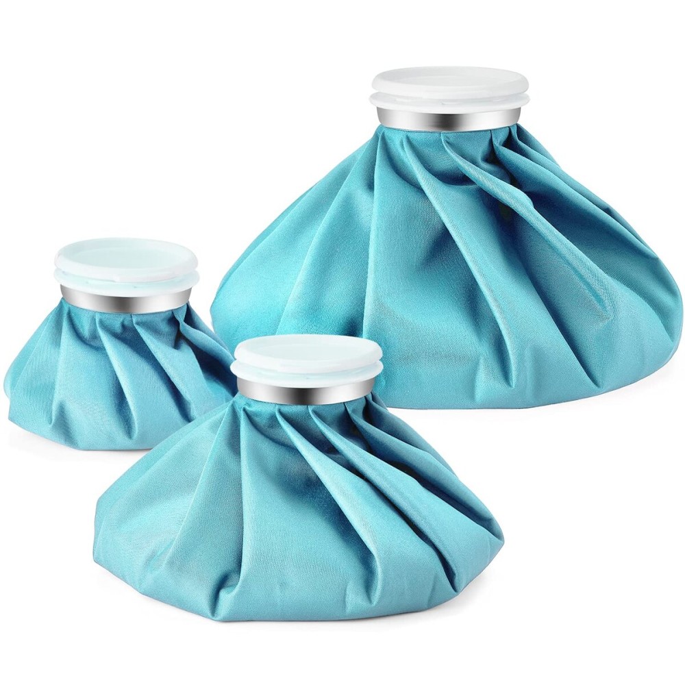 Ice Bags for Injuries Reusable: Ohuhu 3 Packs Ice Cold Packs Ice Bag Hot Water Hot & Cold Therapy Pain Relief for Knee Leg Injury No-Leak Breathable Waterproof Ice Bags 3 Sizes 6/9/11, Light Blue