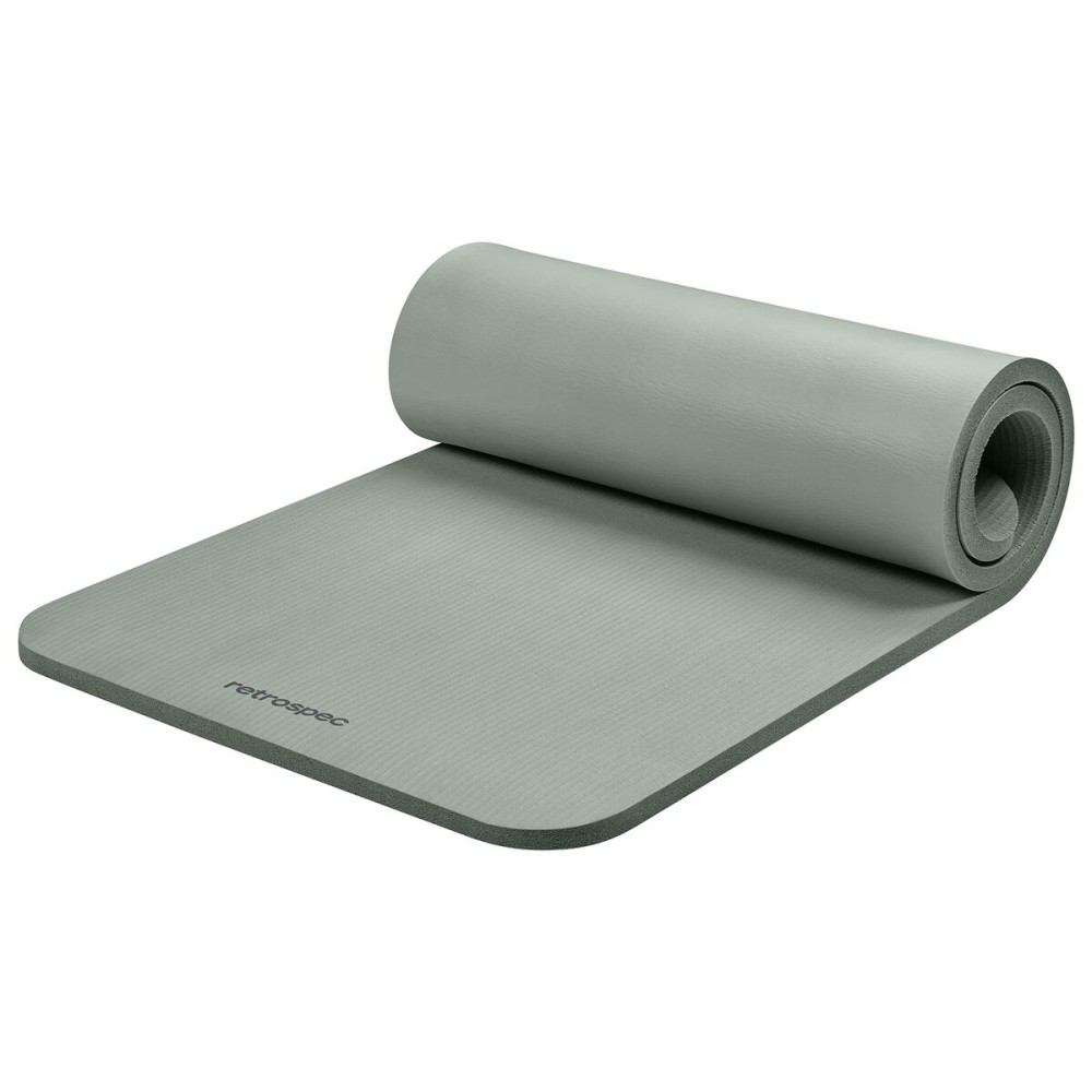 Retrospec Solana Yoga Mat 1 Thick w/Nylon Strap for Men & Women - Non Slip Exercise Mat for Home Yoga, Pilates, Stretching, Floor & Fitness Workouts - Sage