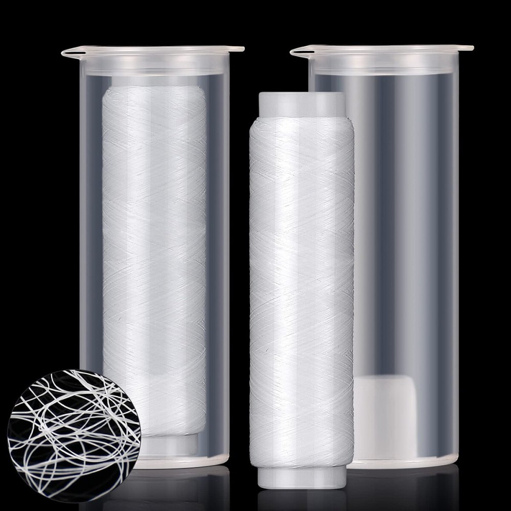 Skylety 2/4/8 Pieces Fishing Thread Nylon Elastic Invisible Magic Fishing Line Bait Thread 0.2 mm Length 656 Feet Per Spool Stretchy Bait String Line Clear Storage Case(2 Pieces)