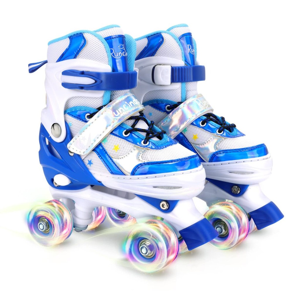 Runcinds Toddler Roller Skates for Boys Kids Girls, 4 Size Adjustable Kids Roller Skates for Baby Boys with Light Up Wheels