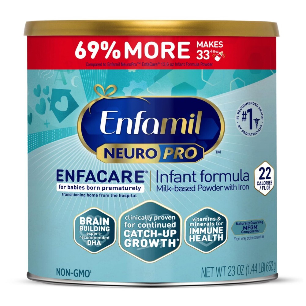 Enfamil NeuroPro EnfaCare High Calorie Premature Baby Formula, Milk-Based with Iron, Brain-Building DHA, Vitamins & Minerals for Immune Support, easy-to-digest proteins, Baby Milk, 23 Oz Can