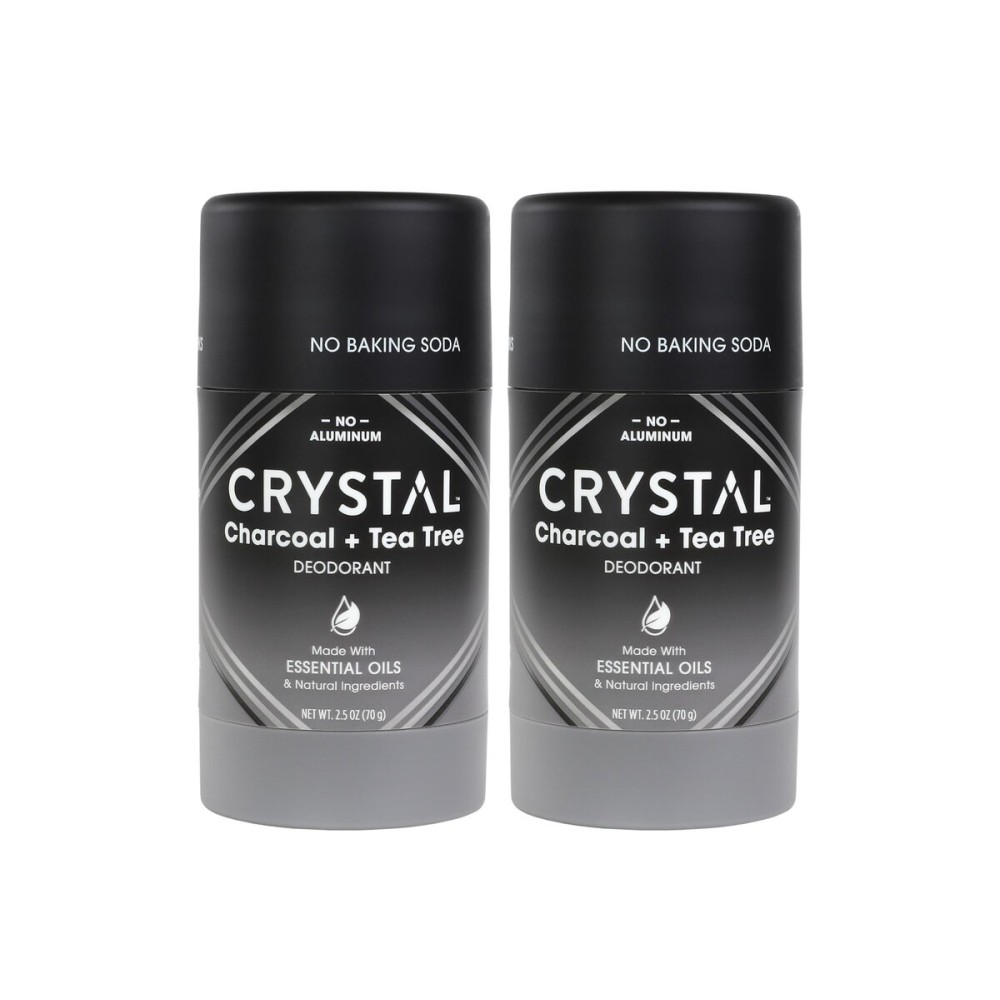 Crystal Deodorant Magnesium Solid Stick Natural Deodorant, Charcoal & Tea Tree, 2.5 oz (Pack of 2)