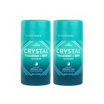 CRYSTAL Magnesium Solid Stick Natural Deodorant, Non-Irritating Aluminum Free Deodorant for Men or Women, Safely and Effectively Fights Odor, Baking Soda Free, Cucumber + Mint, 2.5 Oz (Pack of 2)