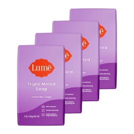 Lume Triple Milled Bar Soap - Rich Moisture & Gentle Cleansing - Paraben Free, Phthalate Free, Skin Safe - 5 ounce (Pack of 4) (Lavender Sage)