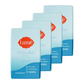 Lume Triple Milled Bar Soap - Rich Moisture & Gentle Cleansing - Paraben Free, Phthalate Free, Skin Safe - 5 ounce (Pack of 4) (Unscented)