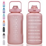 ST-YIBEN 128oz Large Motivational Water Bottle with Time Marker,Leakproof & BPA Free 1/One Gallon Big Pink Water Bottle with Straw & Handle Tritan Water Jug for Women Men to Fitness,Gym,Sports
