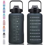 ST-YIBEN 128oz Large Motivational Water Bottle with Time Marker,Leakproof & BPA Free 1/One Gallon Big Black Water Bottle with Straw & Handle Tritan Water Jug for Women Men to Fitness,Gym,Sports