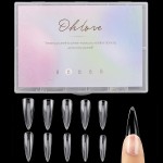 Ohlove 500Pcs Stiletto Nail Tips Full Cover Clear Fake Nails for Acrylic Nails, 10 Sizes