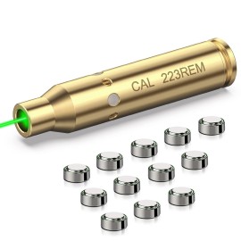 MidTen Green Laser Bore Sight 223 5.56mm, 30-300 Yards Sighting Range Green Laser Boresighter with 4 Sets of Batteries