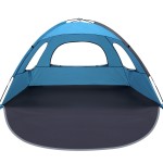 WhiteFang Beach Tent Anti-UV Portable Sun Shade Shelter for 3 Person, Extendable Floor with 3 Ventilating Mesh Windows Plus Carrying Bag, Stakes and Guy Lines (Blue)