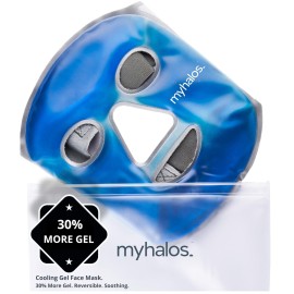 MyHalos Ice Face Mask - Frozen Face Mask for Pain Relief, Migraine & Wisdom Tooth Surgery - Our Cooling Face Mask for Swelling, Puffiness & Stress Relief - Hot or Cold Gel Face Mask Cold Pack