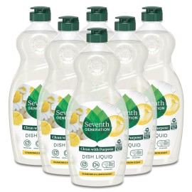 Seventh Generation Dish Soap Liquid Chamomile & Lemon Scent Pack of 6 Dishwashing Soap Dish Detergent Liquid Soap 19 oz