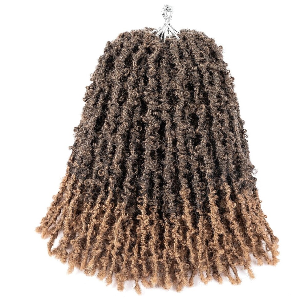 GUOHUI Super Light Butterfly Locs Crochet Hair 12 Inch 6 Packs Pre-Looped Soft Distressed Faux Locs Braids for Women Kids (12 Inch,T27)