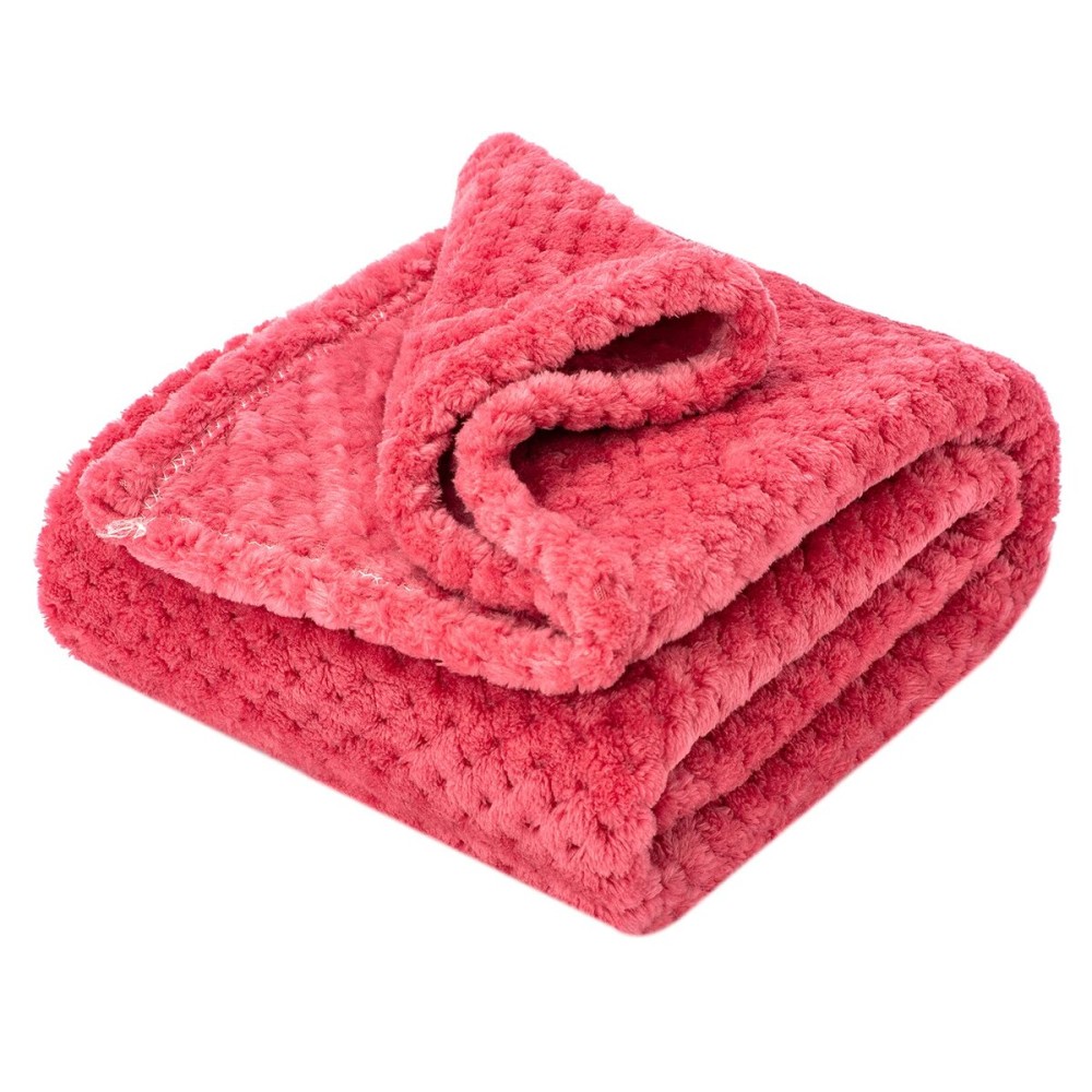 Fuzzy Blanket or Fluffy Blanket for Baby Girl or boy, Soft Warm Cozy Coral Fleece Toddler, Infant or Newborn Receiving Blanket for Crib, Stroller, Travel, Decorative (4060, Raspberry)