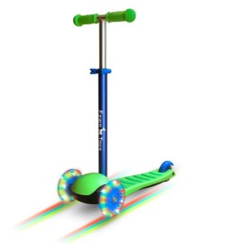 Fawn Toys 3-Wheel Junior Kick Scooter Flashing Wheels/Lean to Turn/Indoor/Outdoor 36 Months+ (Green)