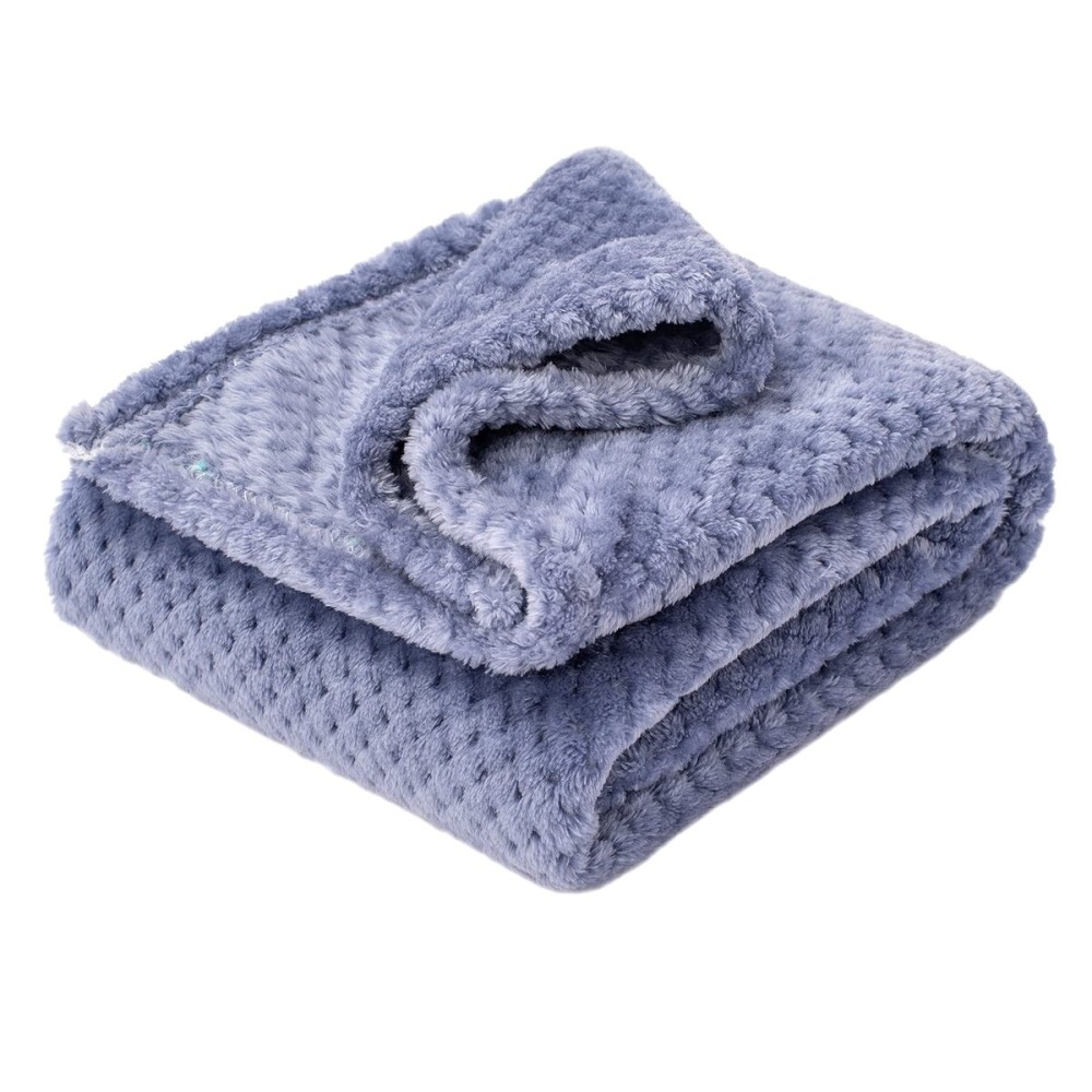 Fuzzy Blanket or Fluffy Blanket for Baby Girl or boy, Soft Warm Cozy Coral Fleece Toddler, Infant or Newborn Receiving Blanket for Crib, Stroller, Travel, Decorative (4060, Pearl Blue)