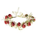 Floral Fall Camellia Flower Crown Rose Headpiece Wedding Bridal Flower Girl Halo Maternity Photo Props FL-03 (Red Flower withBabysbreath)