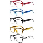 SIGVAN Reading Glasses 5 Packs Blue Light Blocking Eyeglasses Quality Spring Hinge Colorful Computer Readers for Women Men (5c a, 1.25, multiplier_x)