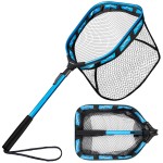 PLUSINNO Floating Fishing Net for Steelhead, Salmon, Fly, Kayak, Catfish, Bass, Trout Fishing, Rubber Coated Foldable Landing Net with Fixed or Telescoping Pole Handle, Fishing Gear and Gifts for Men