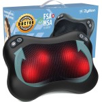 Zyllion Shiatsu Back and Neck Massager with Heat - 3D Electric Kneading Deep Tissue Massage Pillow with 2 Speeds for Muscle Pain Relief, Black, ZMA-34
