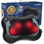 Zyllion Shiatsu Back and Neck Massager with Heat - Cordless Rechargeable 3D Electric Kneading Deep Tissue Massage Pillow with 2 Speeds for Muscle Pain Relief, Black, ZMA-34RB