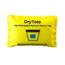 DryTote Rechargeable Desiccant Pack, Ultimate Moisture Absorption, Color Change Indicator, Safe Storage Protection, Large Capacity 200 Gallons, 100g, Yellow