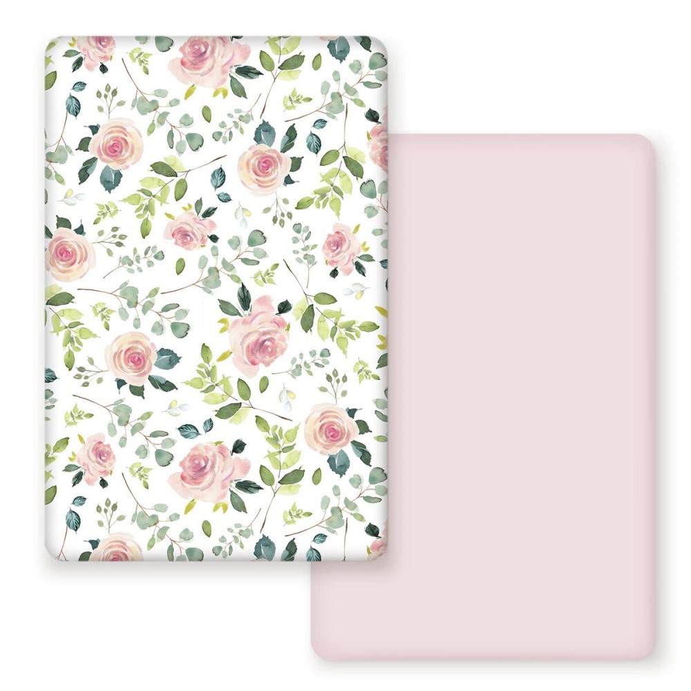 GRSSDER Stretchy Ultra Soft Jersey Knit Fitted Pack n Play Sheets Set 2 Pack, Portable/Mini Crib Sheets, Snug and Safe Playards Sheet for Baby, Pink Rose Stylish Print