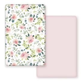 GRSSDER Stretchy Ultra Soft Jersey Knit Fitted Pack n Play Sheets Set 2 Pack, Portable/Mini Crib Sheets, Snug and Safe Playards Sheet for Baby, Pink Rose Stylish Print