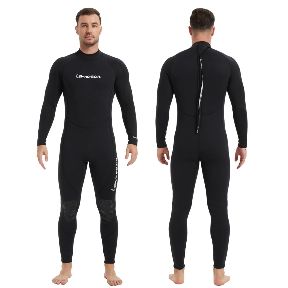 Lemorecn Wetsuits Mens Neoprene 3/2mm Full Body Diving Suit 3031black-4XL